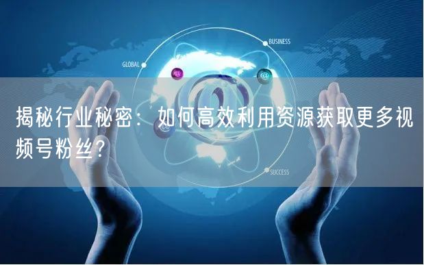 揭秘行业秘密:如何高效利用资源获取更多视频号粉丝?