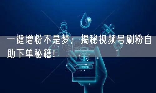 一键增粉不是梦，揭秘视频号刷粉自助下单秘籍！