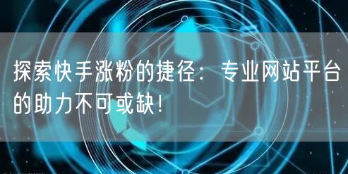 探索快手涨粉的捷径:专业网站平台的助力不可或缺!