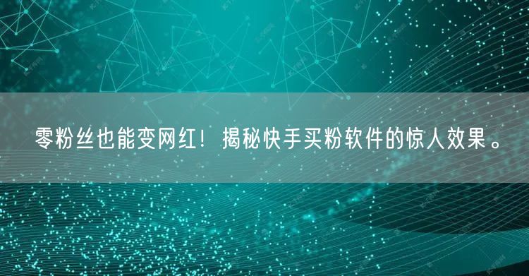 零粉丝也能变网红!揭秘快手买粉软件的惊人效果。