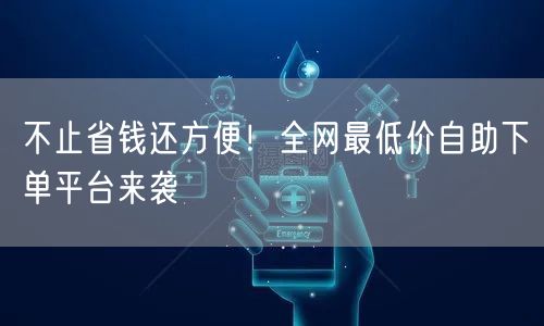 不止省钱还方便!全网最低价自助下单平台来袭
